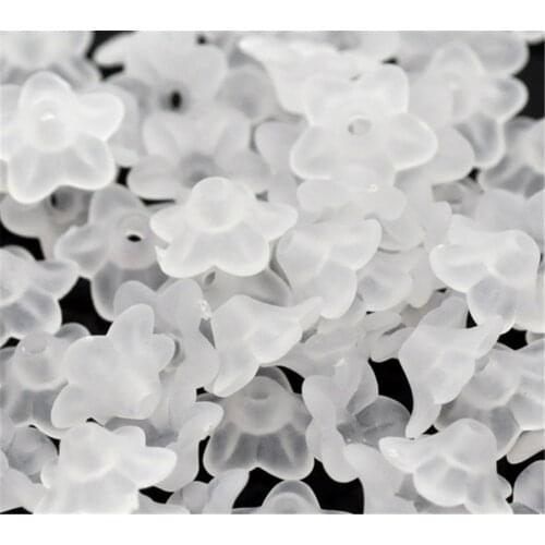 DoreenBeads 50/200/800Pcs White Transparent Lily Flower Frosted Acrylic Beads Handmade Loose Spacer Beads for DIY Jewelry Making