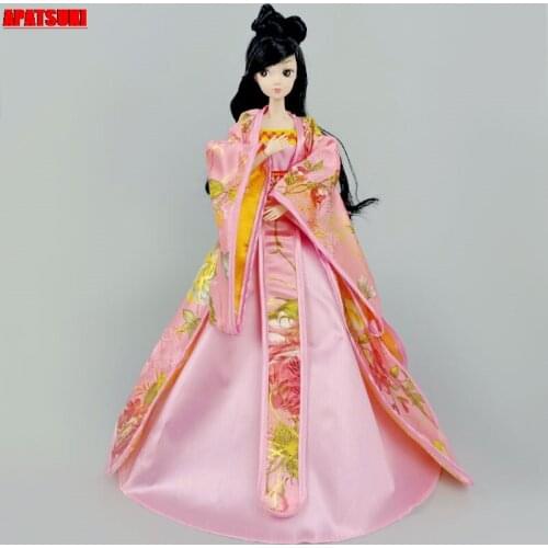 Pink Cosplay Dress For Barbie Doll Outfits 1/6 Traditional Chinese Ancient Beauty Costume Clothes Party Evening Dresses Toys
