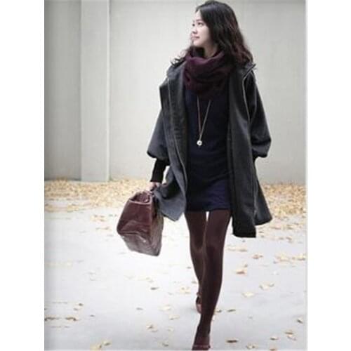 Woolen Blend Hooded Coats Womens zipper Outerwear Loose Waist belt Trench Coats Streetwear Warm Jackets Female oversized Coats