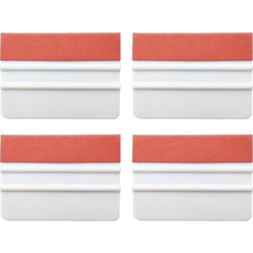 4pcs white soft plastic scraper car squeegee window tint tools with felt vinyl wrapping squeegees scratchless hand tools 4A51