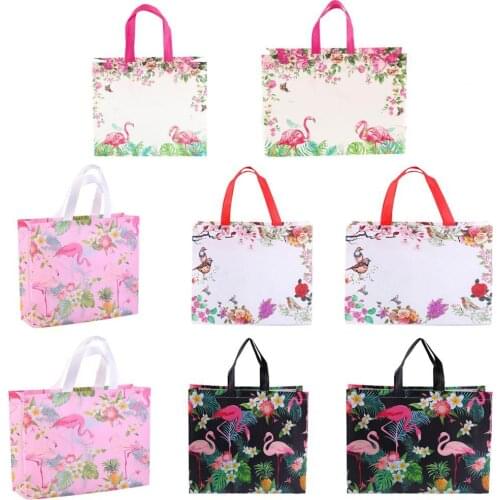 Tote Bag Bird Flower Print Large Capacity Non Woven Fabric Grocery Foldable Shopping Bag Organization