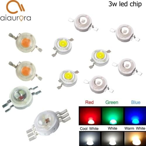 10pcs High Power 3W LED Chip 3 W Natural Cool Warm White Red Blue Green Yellow Light 45mil 3 watt SMD Intergrated for Spotlight