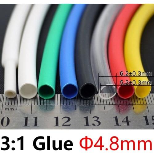Diameter 4.8mm Heat Shrink Tubing 3:1 Ratio Dual Wall Thick Glue Waterproof Wire Wrap Insulated Adhesive Lined Cable Slveeve