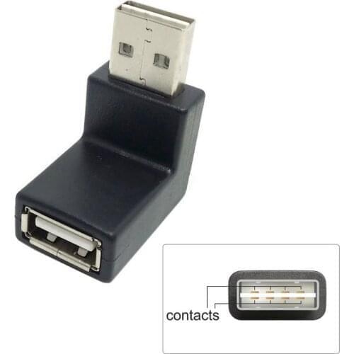 Xiwai USB 2.0 A type Male to Female Extension Adapter Down & Up Angled 90 Degree Reversible Design