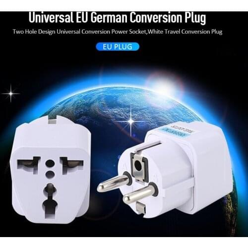 Universal EU(Europe) Converter Adapter 250V AC Travel Charger Wall Power Plug Socket With Home Adapter Socket White Travel
