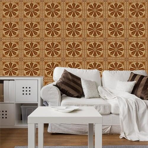 Baroque Style Tile Stickers Home Decor DIY Vinyl Waterproof Self-adhesive Wallpapers Kitchen Bathroom Wood Wall Murals Design