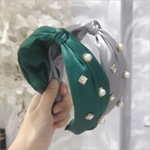 High-end boutique hair accessories womens knotted diamonds wide-brimmed headband headband girl fashion hair band headwear scarf