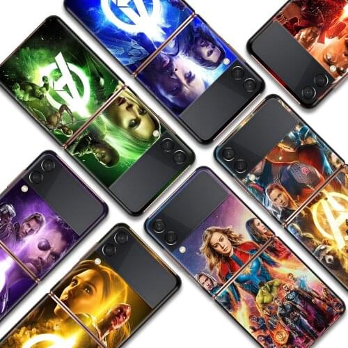 Marvel hero colorful Shockproof Cover for Samsung Galaxy Z Flip Flip3 5G Black Phone Case Shell Hard Fundas Coque Capa