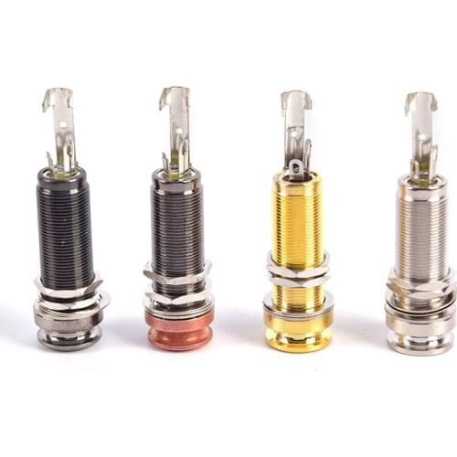 1 PC Silver Brass 3 Prongs Electric Guitar Bass Input And Output Mono Long Threaded Guitar Jack Socket