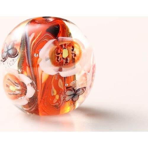 16mm 1pc Transparent Multiclor Murano Glass 3D Flowers Butterflies Charm Bead Fit European Bracelet Hair Stick Jewelery