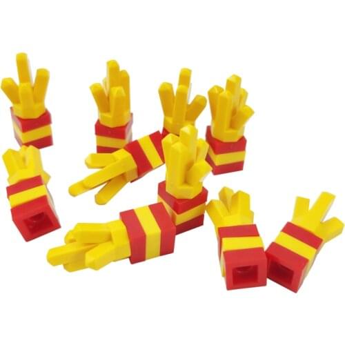 For City 10PCS Toys Kids Small Size Cities Bricks Set Education Citys Building Blocks Accessories French fries