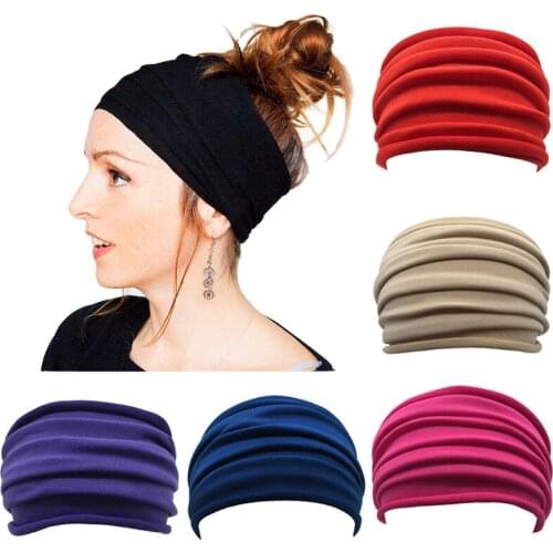 13 Colors Summer Stretch Hair Band Nonslip Elastic Folds Yoga Hairband Fashion Wide Sports Headband Running Accessories