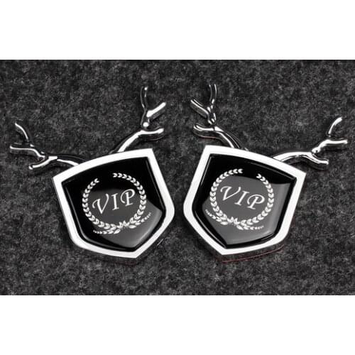 2x 3D Silver VIP Luxury Auto Trunk Rear Fender Emblem Badge Decal Stickers JDM JP Car Accessories