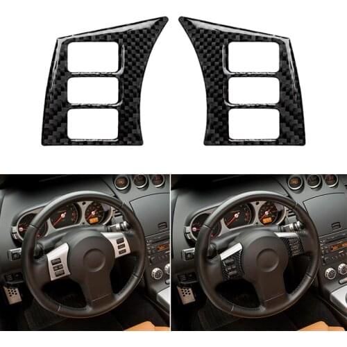 2*Carbon Fiber Inner Steering Wheel Button Trim Cover For Nissan 350Z 2006-09 Brand New And High Quality