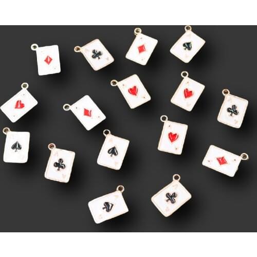 20pcs Mini Enamel Four Colors Playing Card*A *Pendant Pop Earrings Bracelet Accessories DIY Charms Jewelry Crafts Making 14*11mm