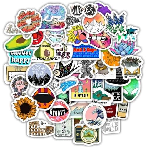 5 Sets = 250PCS Colorful Small Fresh and Cute Stickers Water Cup Skateboard Computer Stickers