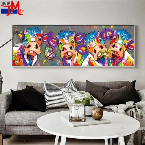 Abstract Cow Diamond Painting Embroidery Wall Decorative Flower Animals Diamond Mosaic Full Square Beaded Sticker Home Decor