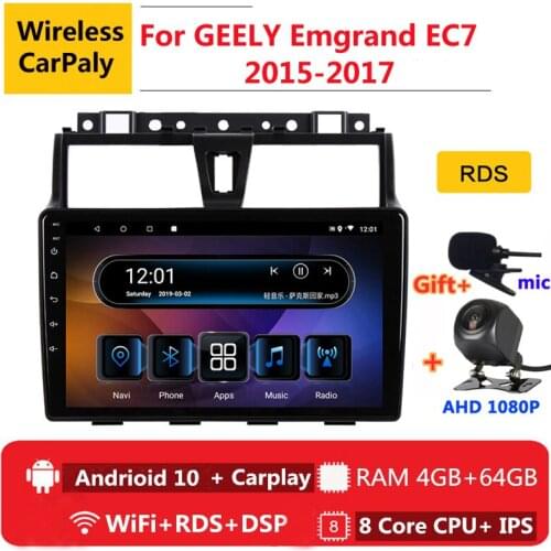2 din 8 core android 10 car radio auto stereo for GEELY Emgrand EC7 2015 2016 2017 navigation GPS DVD Multimedia Player