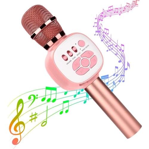 Wireless Bluetooth Karaoke Microphone Portable Handheld LED Light Speaker For Kids Family KTV Christmas Birthday Party