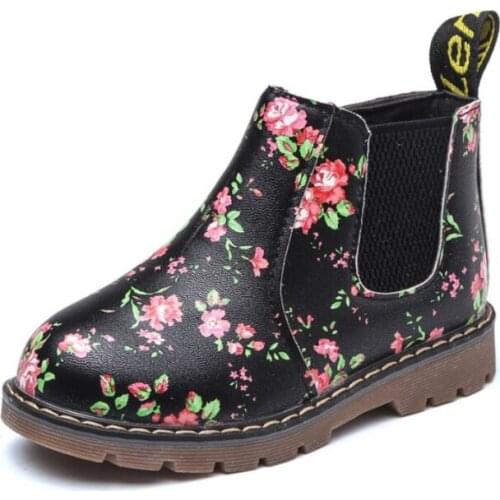 Fashion Printing Children Shoes Girls Boots PU Leather Cute Baby Boots Ankle Kids Girl Martin Shoes Size 21-36 Running Shoes