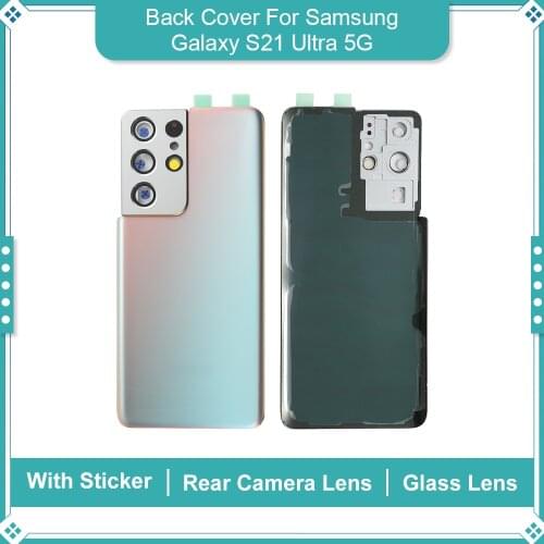 For SAMSUNG Galaxy S21 Ultra 5G SM-G998B/DS G998U G998W G9980 Glass Back Battery Housing Repair Cover Rear Door Case Replacement