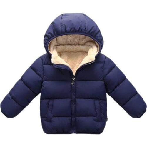 Winter Kids Four Color Coats Children Boys Jackets Fashion Thick Coats Girls Hooded Coat Children Overcoat One Piece