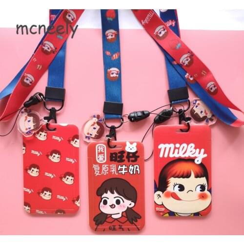 Girl and Boy Like ID Credit Bank Card Holder Students Bus Card Case Lanyard Visit Door Identity Badge Cards Cover With Pendantg