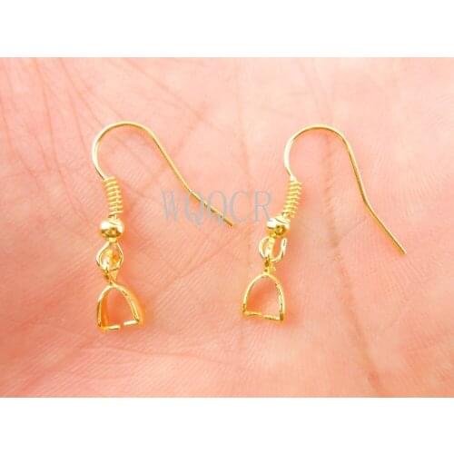 Free Shipping Wholesale 20PCS Beads Yellow Gold Filled Making Jewelry Findings Pinch Bail GF Hook Earring Earwire