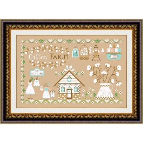 Cotton farm cross stitch kit aida fabric 18ct 14ct 11ct flaxen linen cotton silk thread embroidery kits DIY craft set