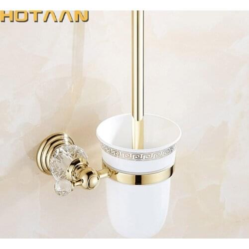 HOTAAN Free Shipping wall mounted Toilet Brush Holder,ceramic cup Construction Base ,gold color Bathroom accessories YT-12812