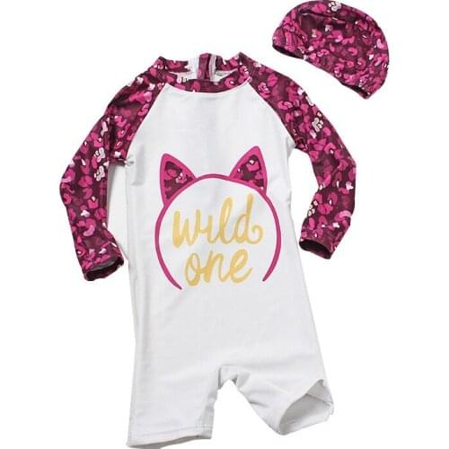 Baby Girl Bikini Girls Bathing Suit Kids 2Pcs romper+cap 2pcs Kids Cat Cartoon Children Kids Girl Swimwear Bikinis Baby Clothing