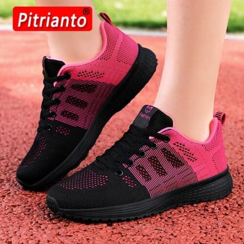Sport Shoes for Women Tennis Shoes Lace-Up Fashion Breathable Mesh Flat Sneakers Casual Shoes Calzado Deportivo Mujer