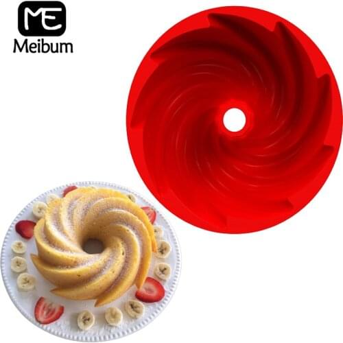 Meibum 9 Inch Savarin Cake Molds Chiffon Pastry Baking Tools Wave Pattern Chimney Silicone Mould Kitchen Dessert Bakeware