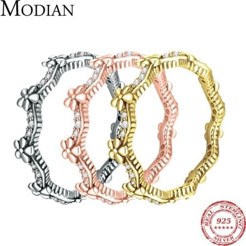 Modian Stackable Fashion Daisy Gold Color Finger Classic Vintage Rings Real Ring For Women Wedding Charm Jewelry