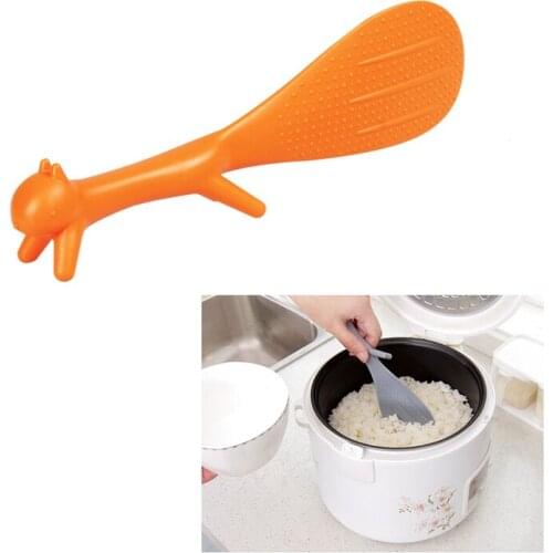 MOSEKO 1PC Cartoon Squirrel Rice Ladle Non Stick Rice Scoop Paddle Cream Sushi Meal Spoon Kitchen Supplie