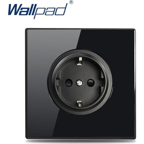 Wallpad EU French UK Universal US Wall Socket USB Charger TV CAT6 Satellite HDMI Outlet Black Glass Round Corner L6 Range