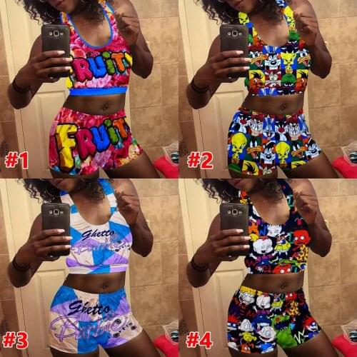 2021 New Hot Sale Sexy Printed Top Shorts Sportswear Workout Clothes Ladies Yoga Clothes