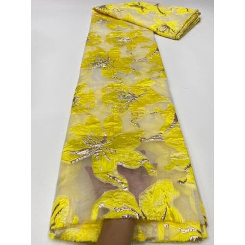 2021 Latest Yellow Jacquard Lace Fabric High-quality Lace, The Material Used for The Bride, Nigerian Brocade Fabric D44471