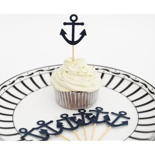 Personalised Anchor Cupcake Toppers customised nautical navy blue wedding/bridal shower Cupcake Toppers/Engagement food picks