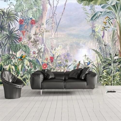 Custom 3D wallpaper mural European garden hand-painted medieval hand-painted tropical rain forest background wall decorative mur