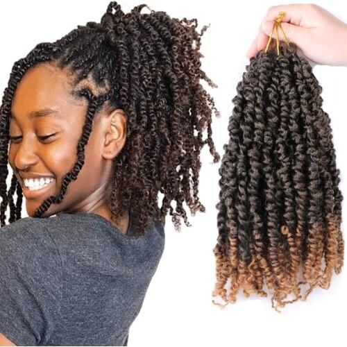 Saisity 10inch Pre-twisted Spring Twist Crochet Hair Extensions Short Synthetic Fluffy Braiding Hair Bulk For Women