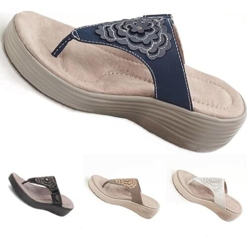 Sandals Slippers Summer Thick-Soled Flowers Wedge Heels Heighten Shoes Comfortable Shoes XIN-Shipping