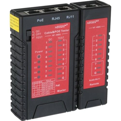 NOYAFA RJ45 RJ11 Network Cable&PoE Tester Telephone Line Lan Ethernet Cable Tester for Cat5/5e/6/6a(UTP/STP)Cat3(6P2C/6P4C/6P6C)