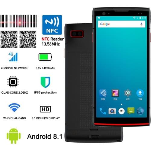1D/2D QR Barcode Scanner NFC 4G WIFI Bluetooth GPS PDA Android 8.0 Wireless Portable Bar Code Reader Handheld NFC RFID Reader