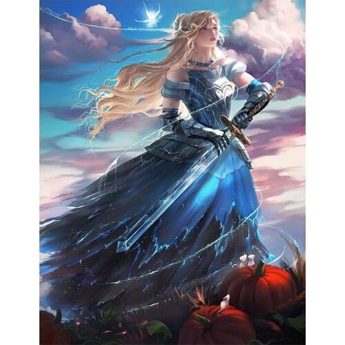 Fairy Princess Woman Warrior Canvas Painting Custom Print Video Game Anime Poster Wall Art Picture for Bedroom Living Room Decor