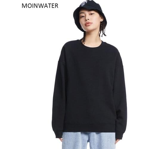 MOINWATER New Women White Black Sweatshirts Lady Spring Hoodies Female White Casual Red Tops Outerwear MH2102