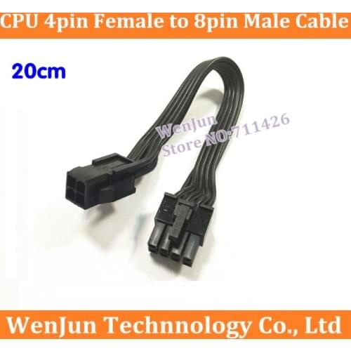 20cm CPU Power Supply Adapter Cable 4Pin Female to 8Pin Male Dual Parallel Wire 18AWG