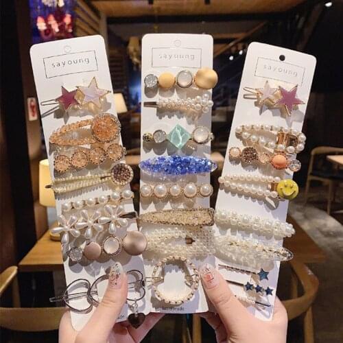 FACEINS Korean Hair Clips for Women Arcylic Pearl Hair Clip Trendy Hair Pin Jewelry Female Hair Stick Sets Hair Accessories Gift