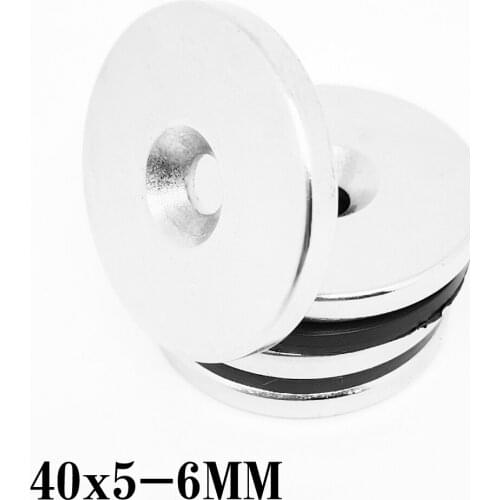 1/2/5/10/15/20PCS 40x5-6 mm Neodymium Disc Magnets 40*5 mm Hole 6mm Countersunk Round Strong Magnet 40x5-6mm 40*5-6 mm 40x5