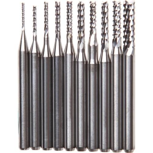 10Pcs/set 1/8'' 0.8-3.175mm PCB Twist Drill Bit Set Engraving Cutter Rotary CNC End Mill Wood Tool For Metal Drill Bit